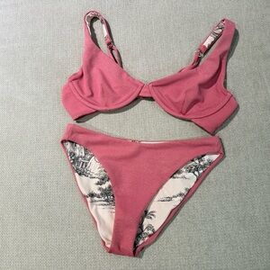 Billabong Sparkly Reversible Pink Bikini Set Size Small